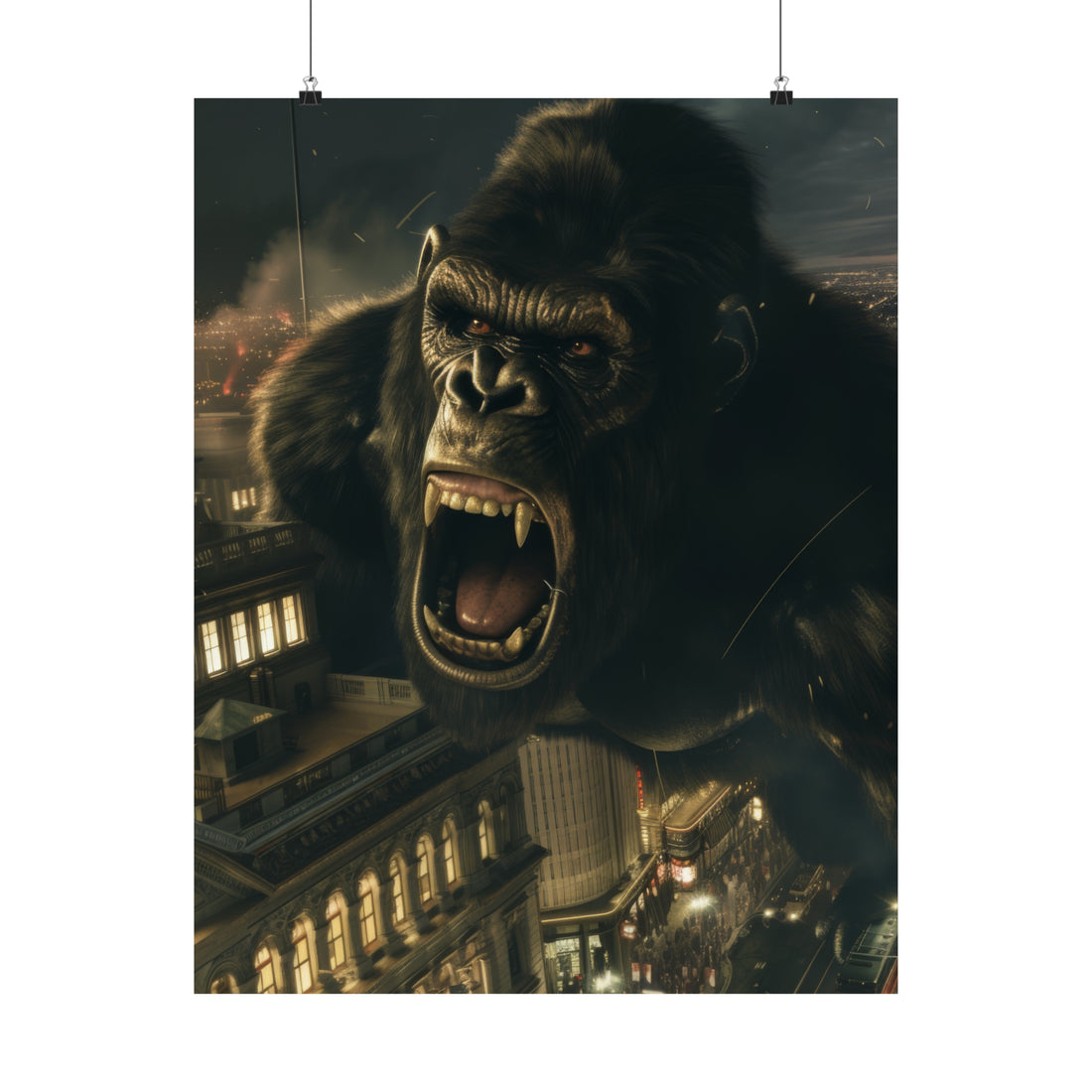 King Kong City Attack Matte Vertical Poster