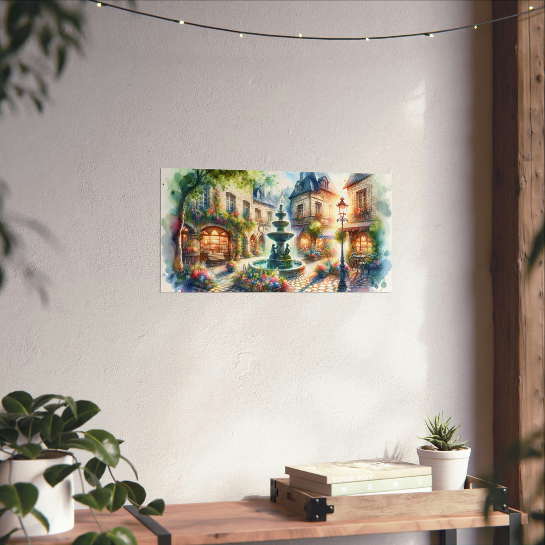 Fantasy Village Watercolor Matte Horizontal Poster