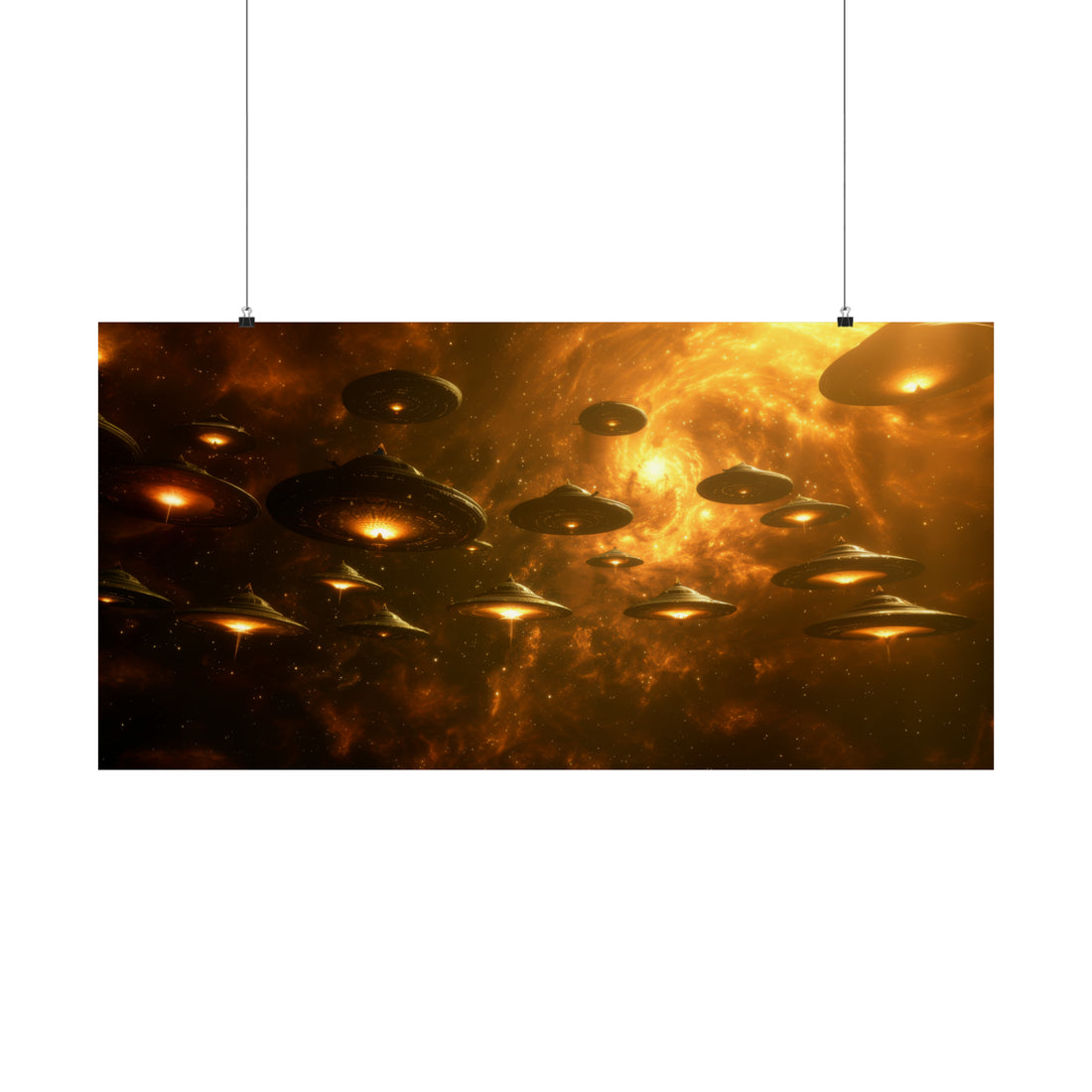 Alien Saucers Matte Horizontal Poster