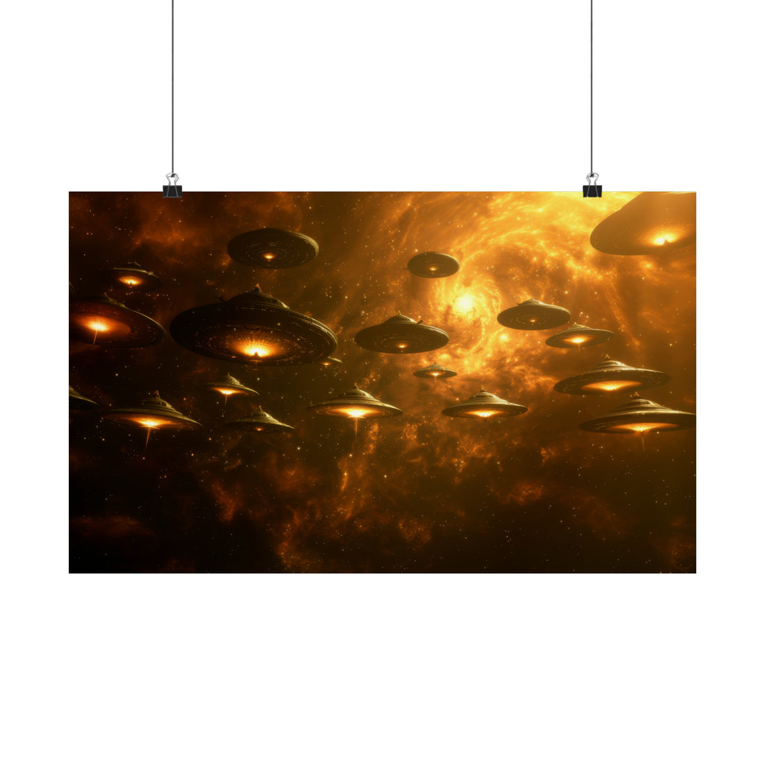 Alien Saucers Matte Horizontal Poster