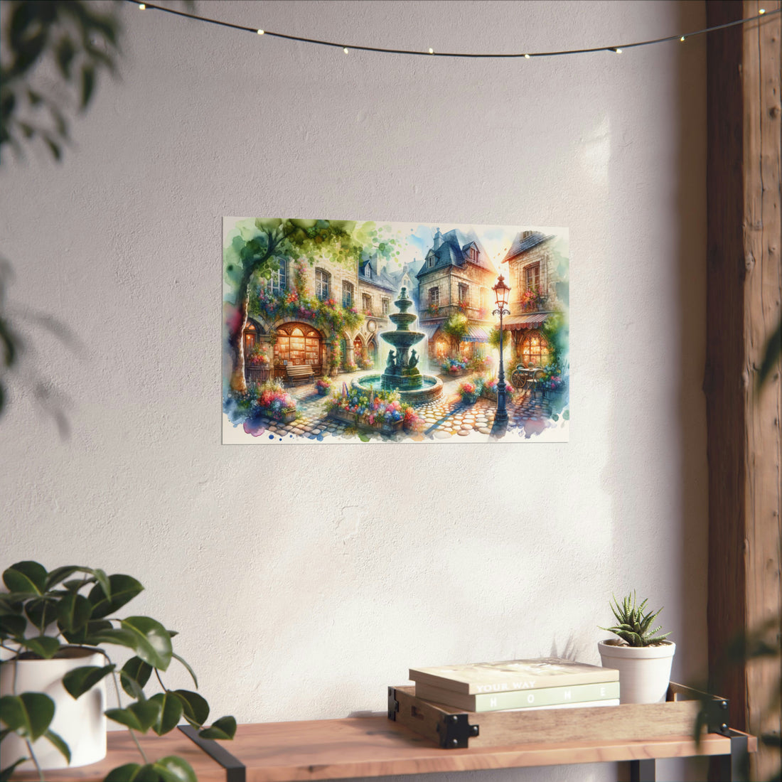 Fantasy Village Watercolor Matte Horizontal Poster