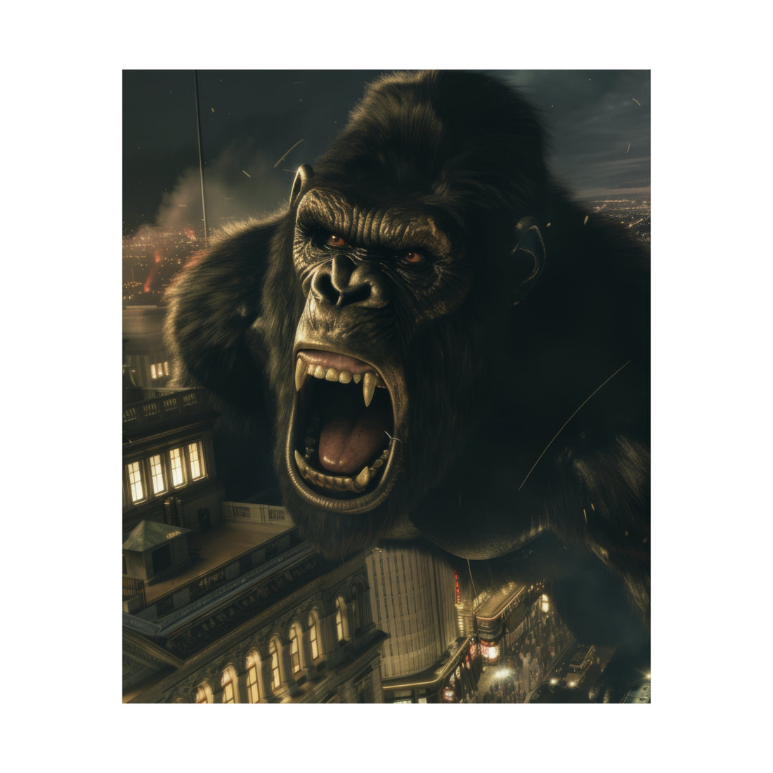 King Kong City Attack Matte Vertical Poster