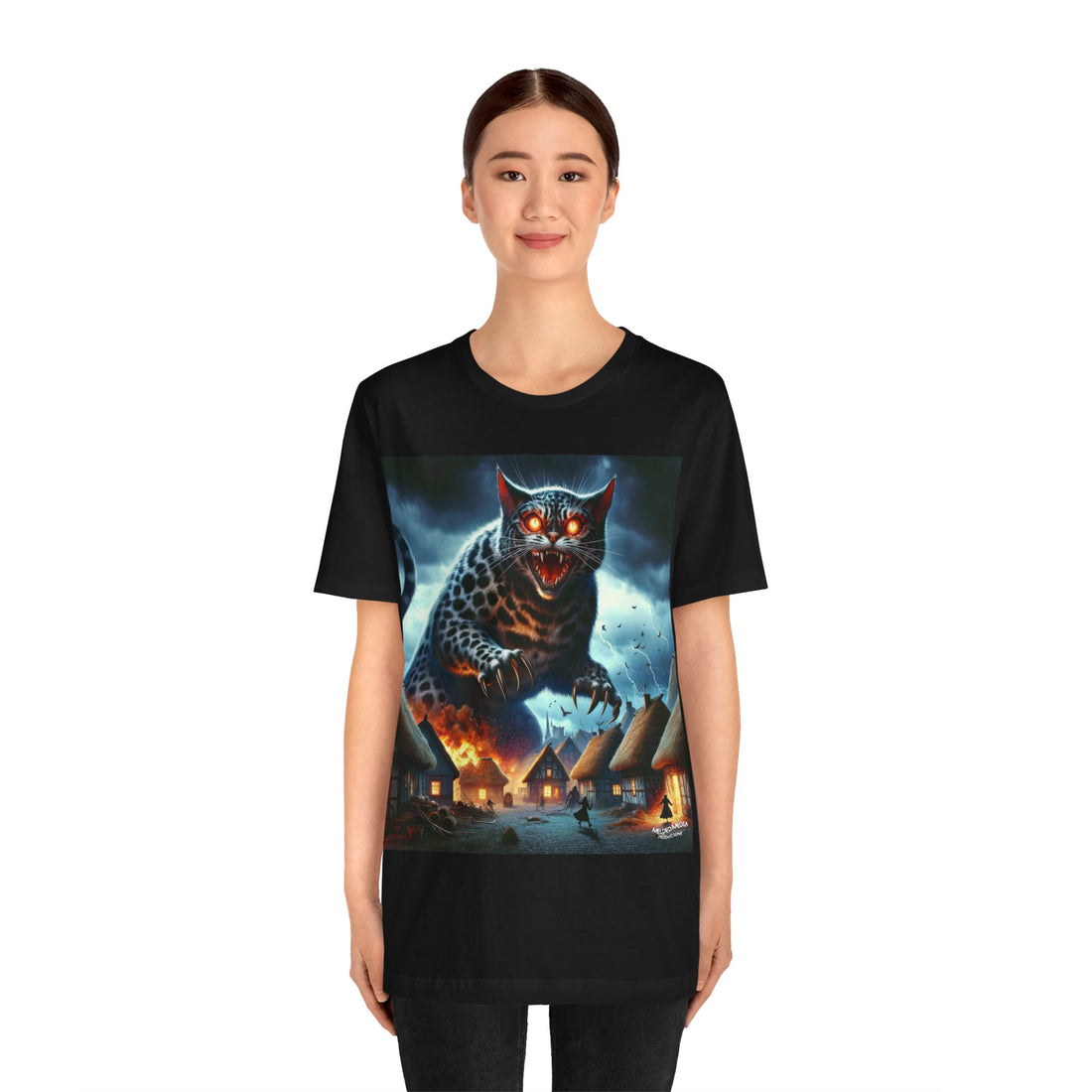 Cat Monster Village Attack Unisex Short Sleeve Tee