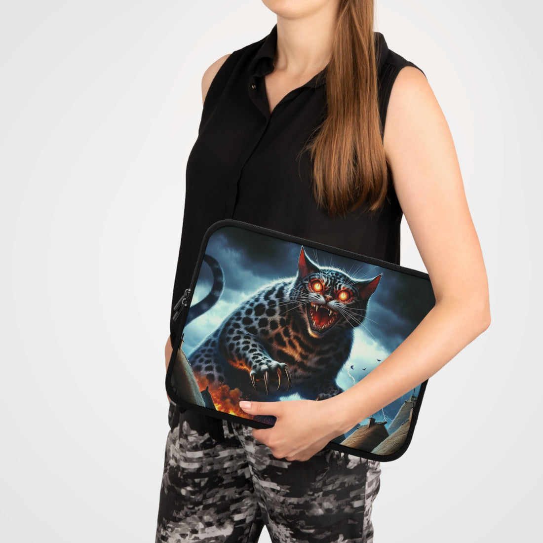 Cat Monster Village Attack Laptop Sleeve