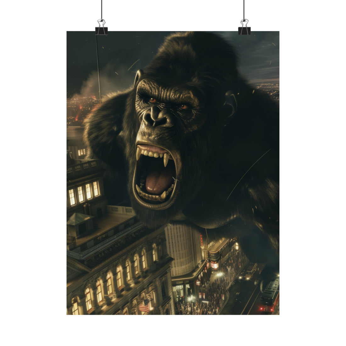 King Kong City Attack Matte Vertical Poster