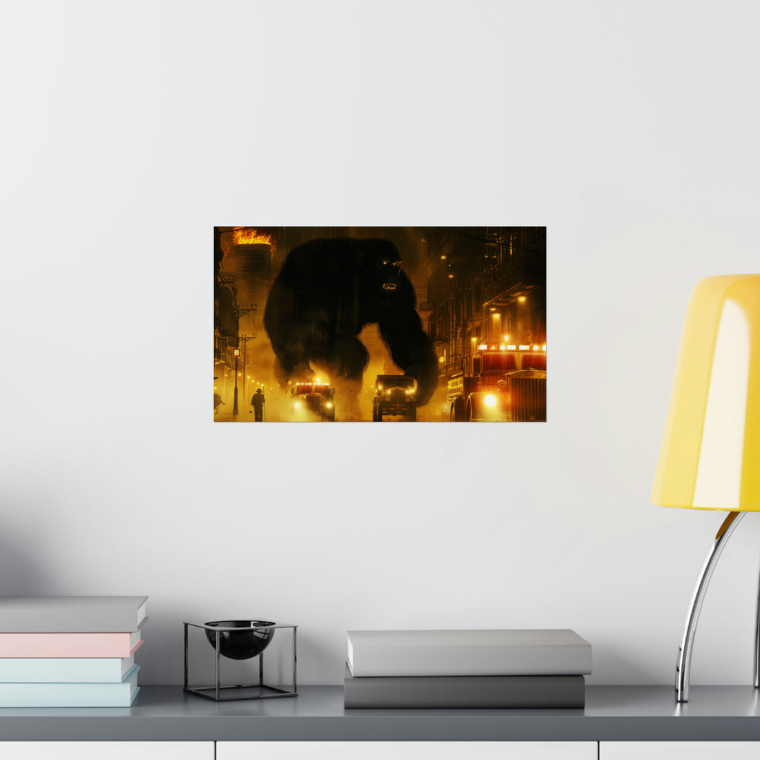 King Kong City Fire Matte Horizontal Poster