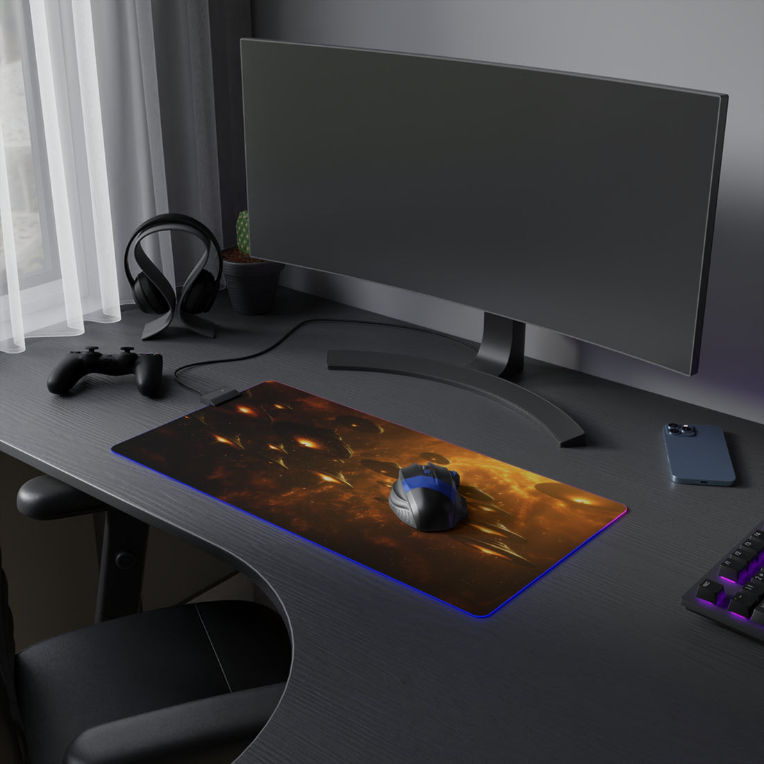 Alien Saucers LED Gaming Mouse Pad