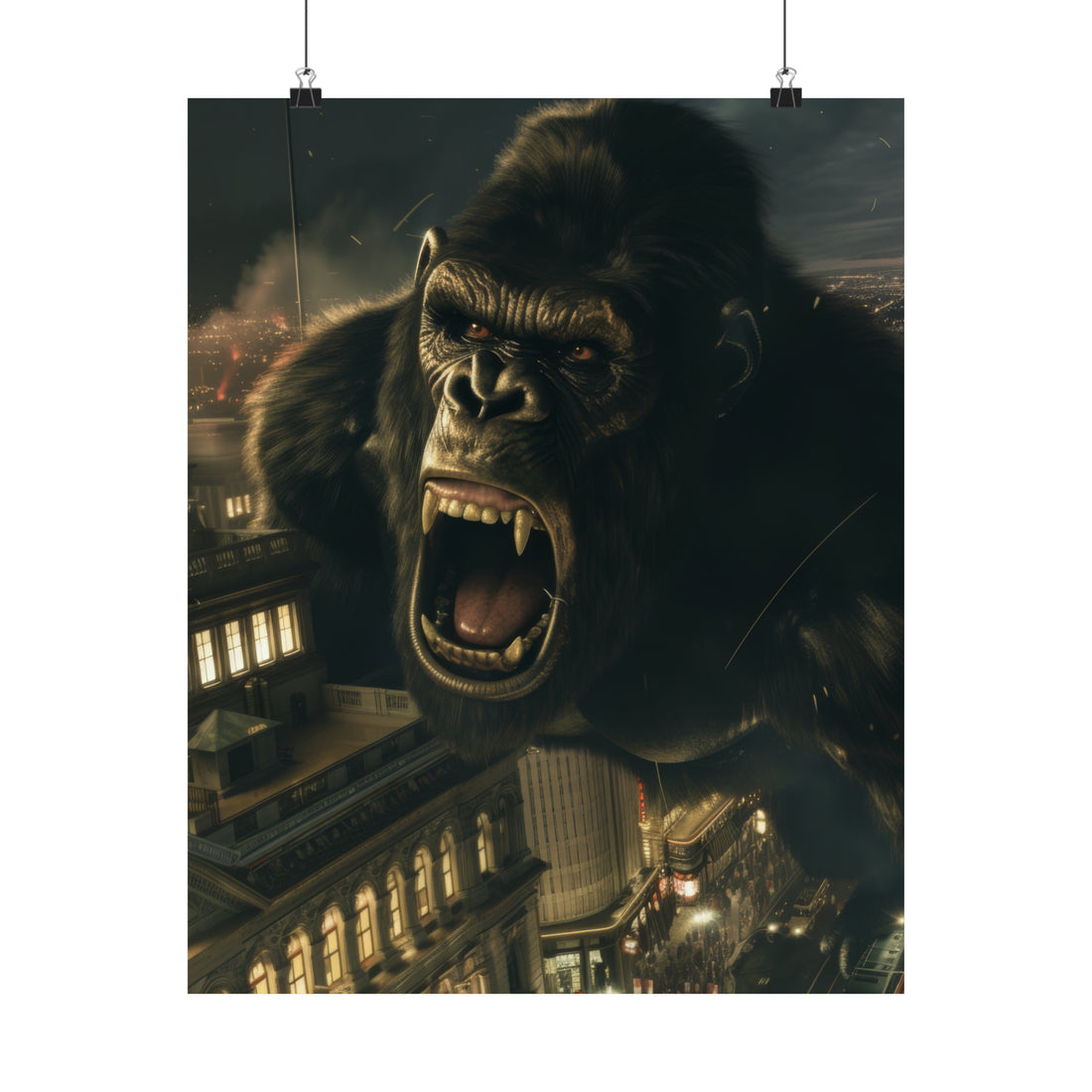 King Kong City Attack Matte Vertical Poster