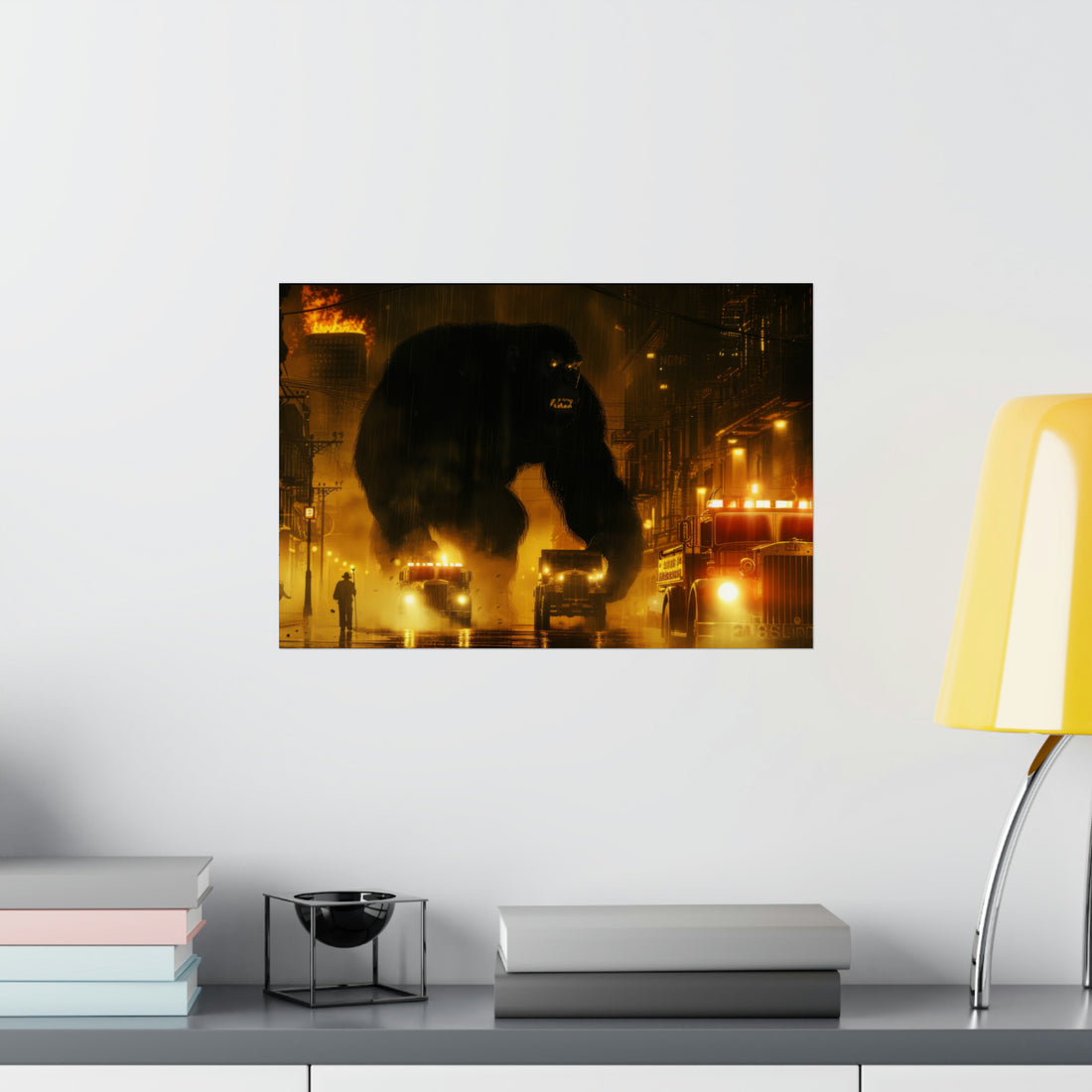 King Kong City Fire Matte Horizontal Poster