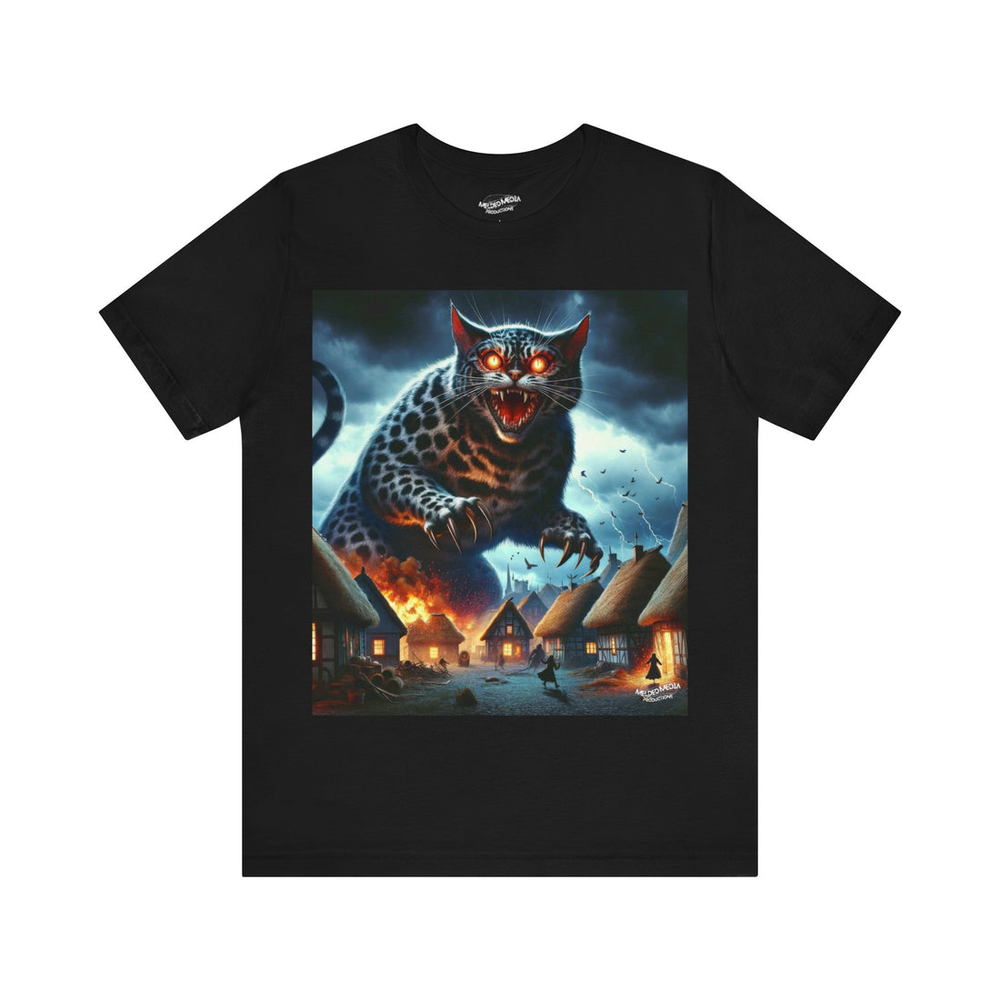 Cat Monster Village Attack Unisex Short Sleeve Tee