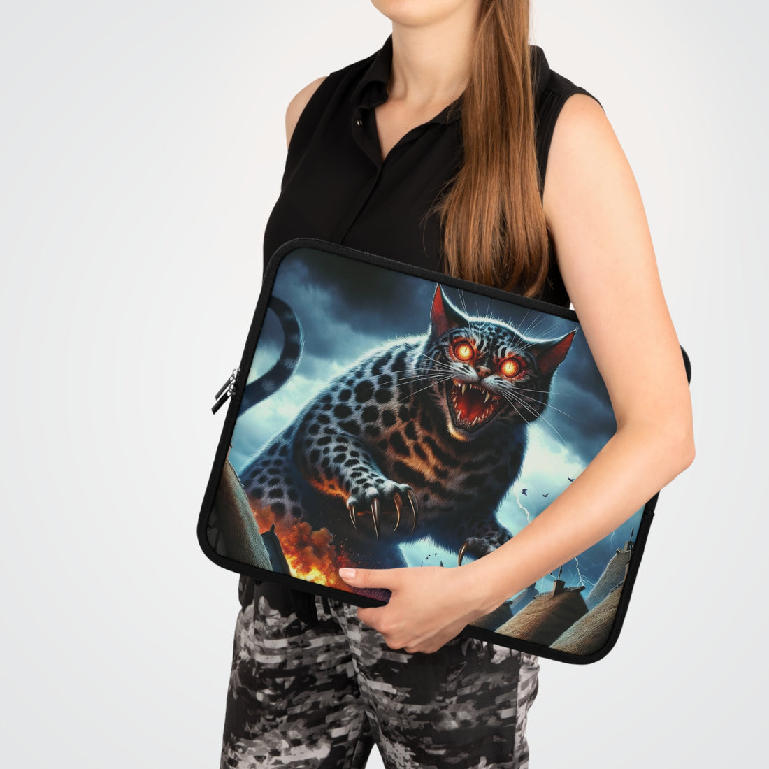 Cat Monster Village Attack Laptop Sleeve