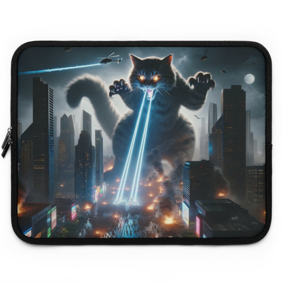 Cat Monster City Attack Laptop Sleeve