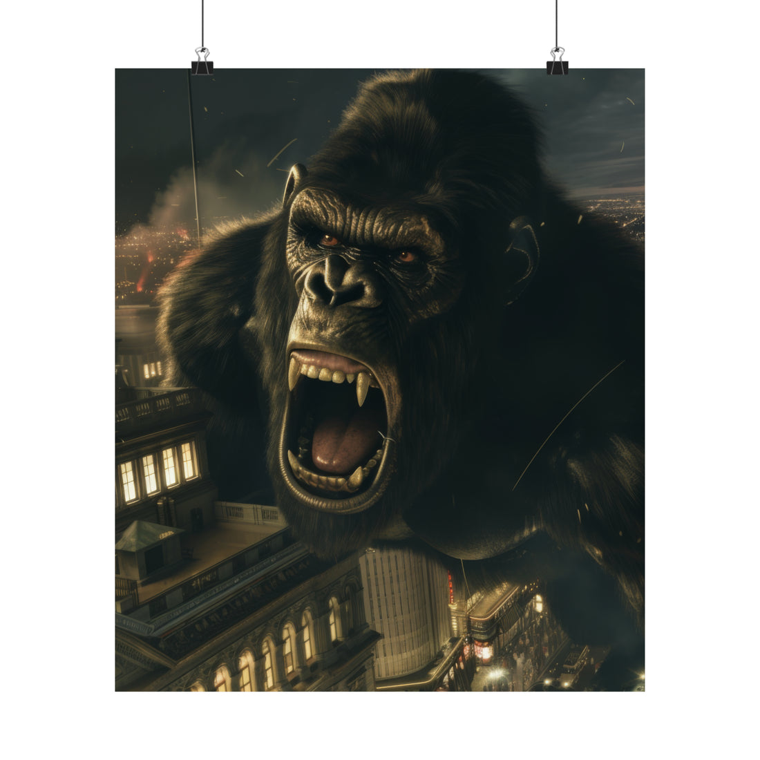 King Kong City Attack Matte Vertical Poster