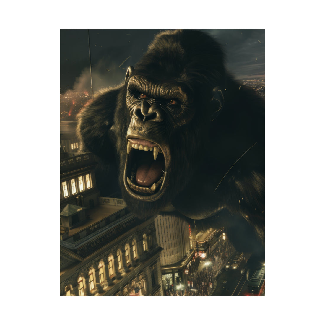 King Kong City Attack Matte Vertical Poster