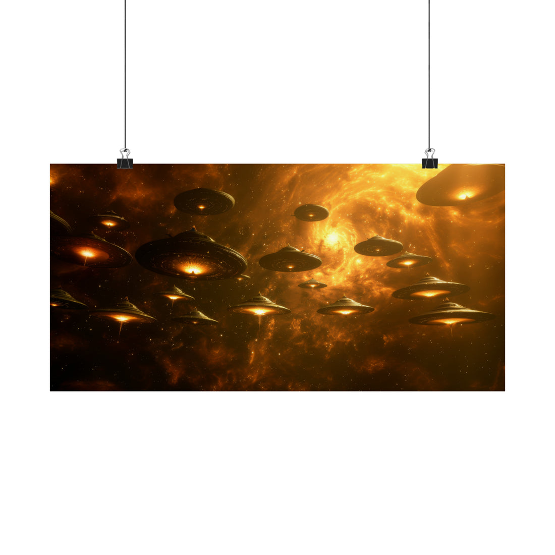 Alien Saucers Matte Horizontal Poster