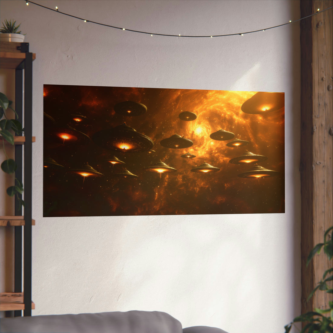 Alien Saucers Matte Horizontal Poster