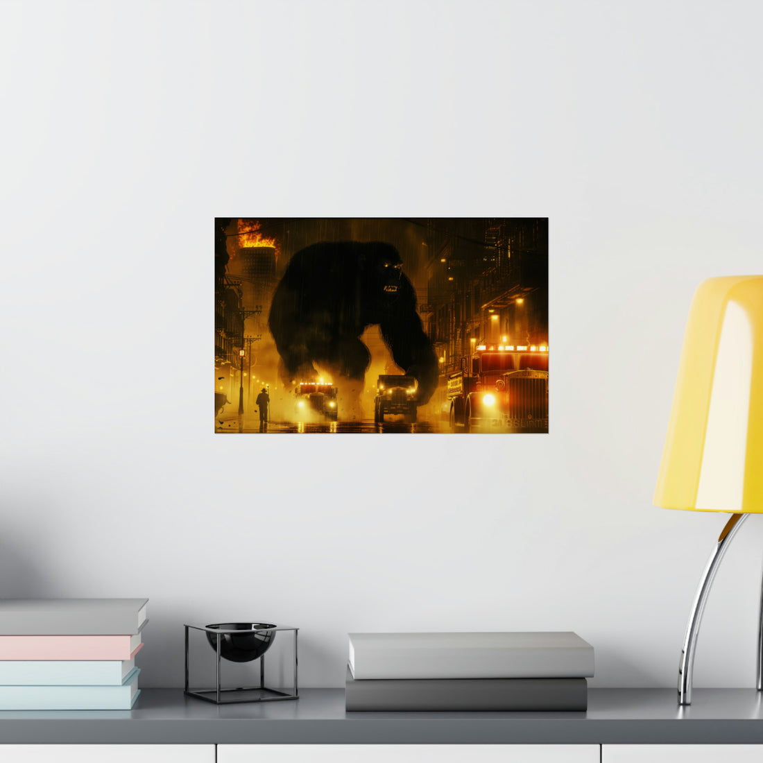 King Kong City Fire Matte Horizontal Poster