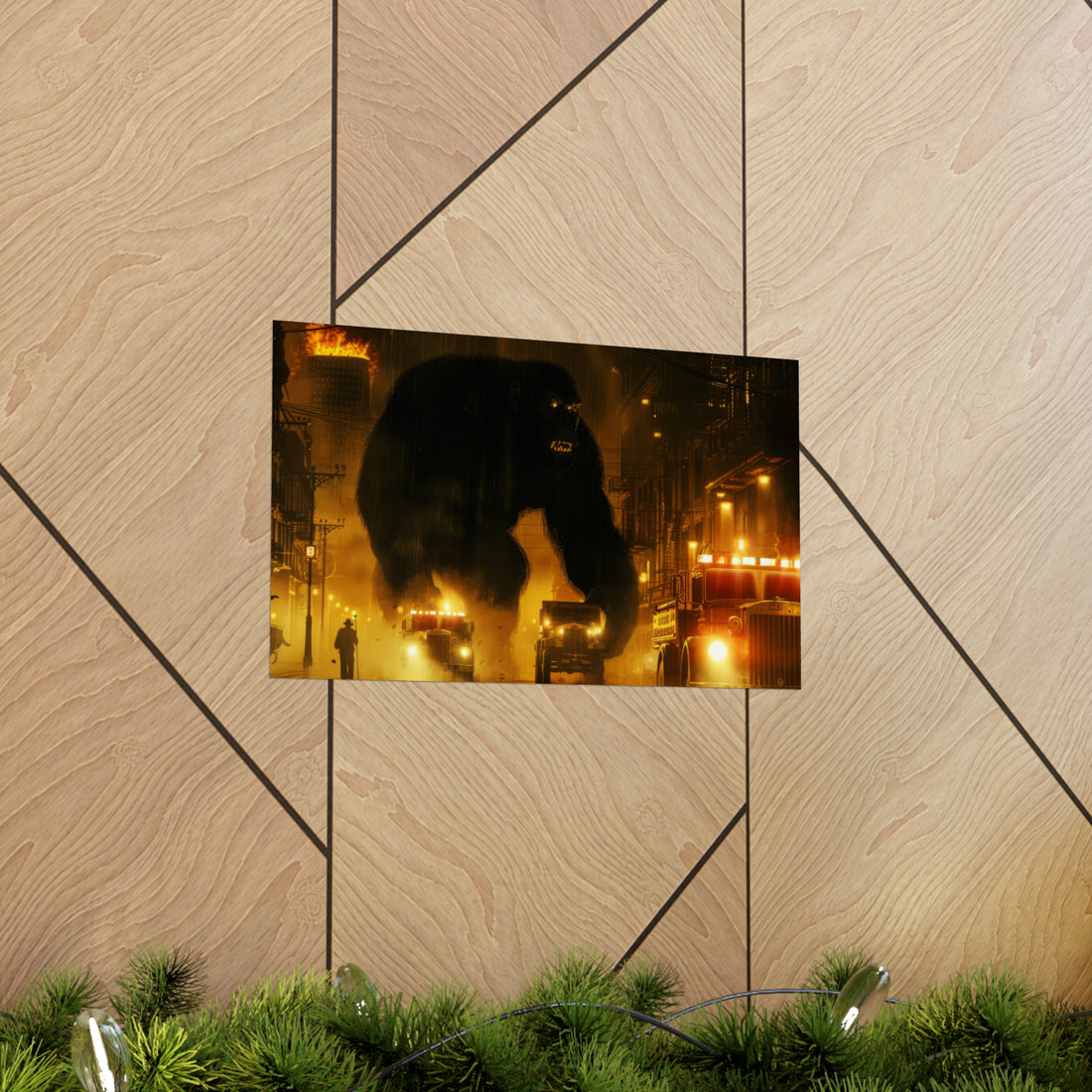 King Kong City Fire Matte Horizontal Poster