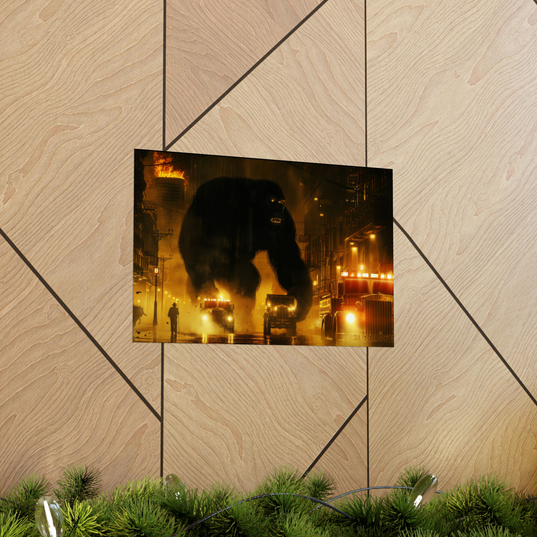 King Kong City Fire Matte Horizontal Poster