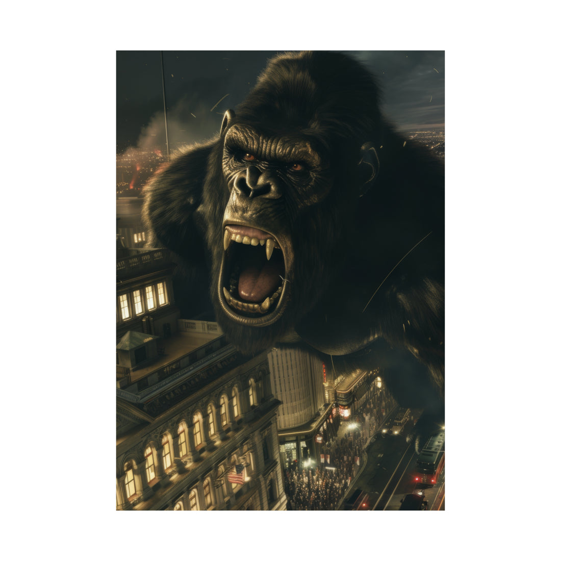 King Kong City Attack Matte Vertical Poster