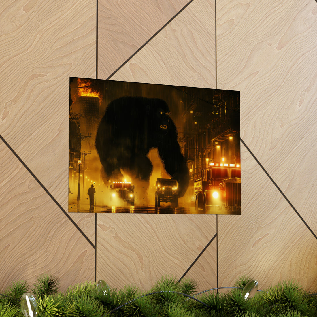 King Kong City Fire Matte Horizontal Poster