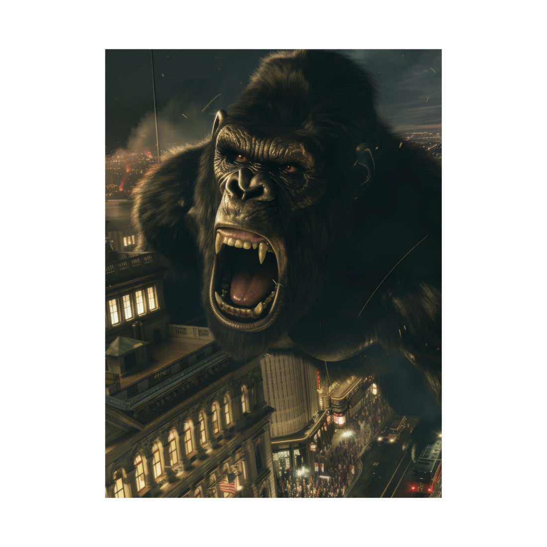 King Kong City Attack Matte Vertical Poster