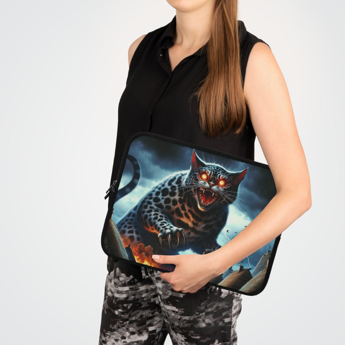 Cat Monster Village Attack Laptop Sleeve