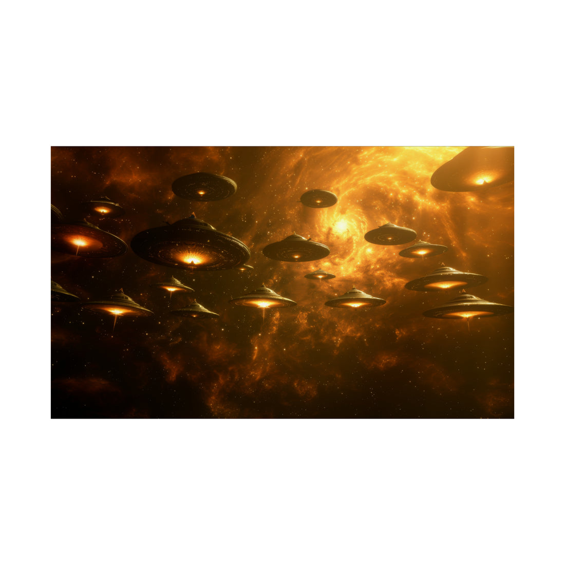 Alien Saucers Matte Horizontal Poster