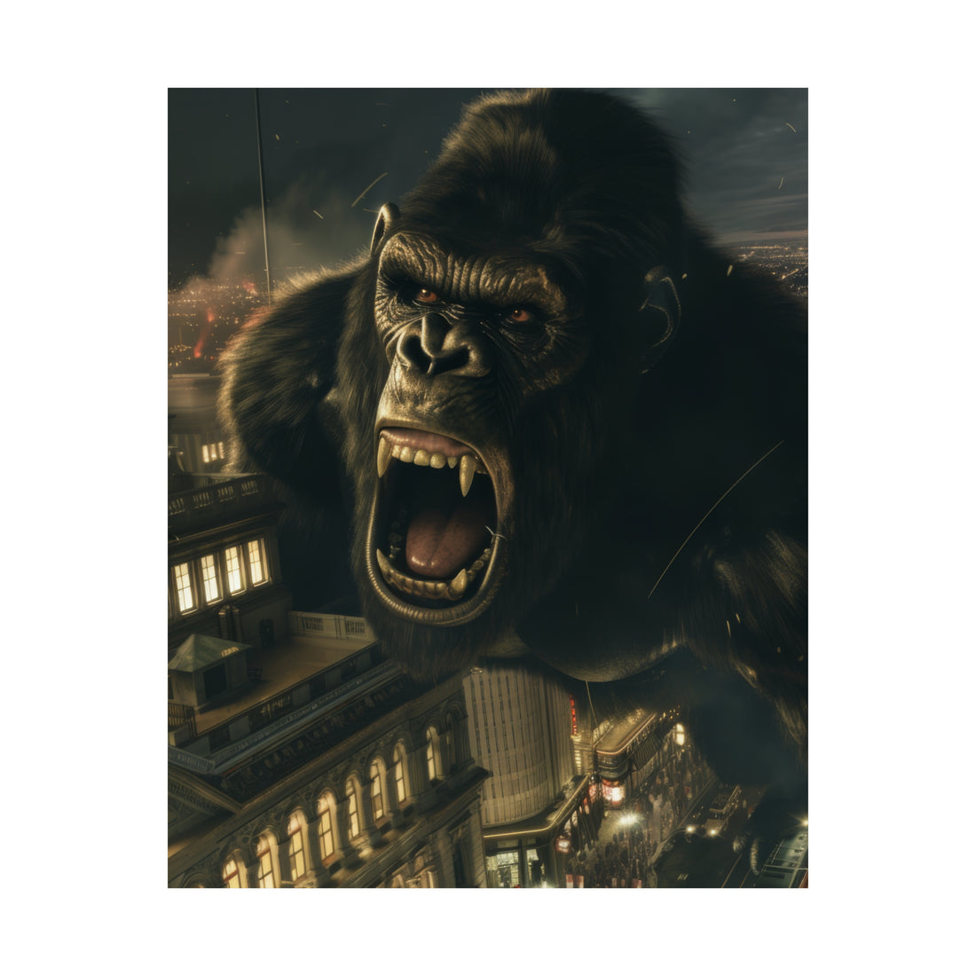 King Kong City Attack Matte Vertical Poster